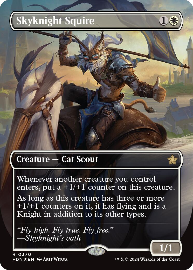 Skyknight Squire (Borderless) (Mana Foil) [Foundations] | Exor Games New Glasgow