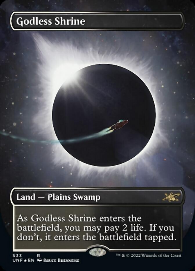 Godless Shrine (Borderless) (Galaxy Foil) [Unfinity] | Exor Games New Glasgow