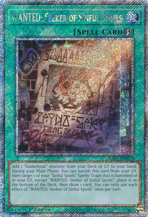 WANTED: Seeker of Sinful Spoils (Platinum Secret Rare) [RA03-EN074] Platinum Secret Rare | Exor Games New Glasgow