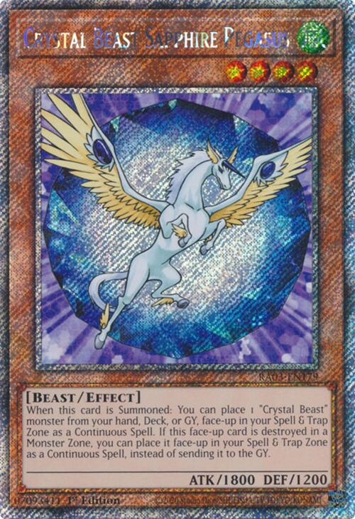 Crystal Beast Sapphire Pegasus (Platinum Secret Rare) [RA03-EN179] Platinum Secret Rare | Exor Games New Glasgow