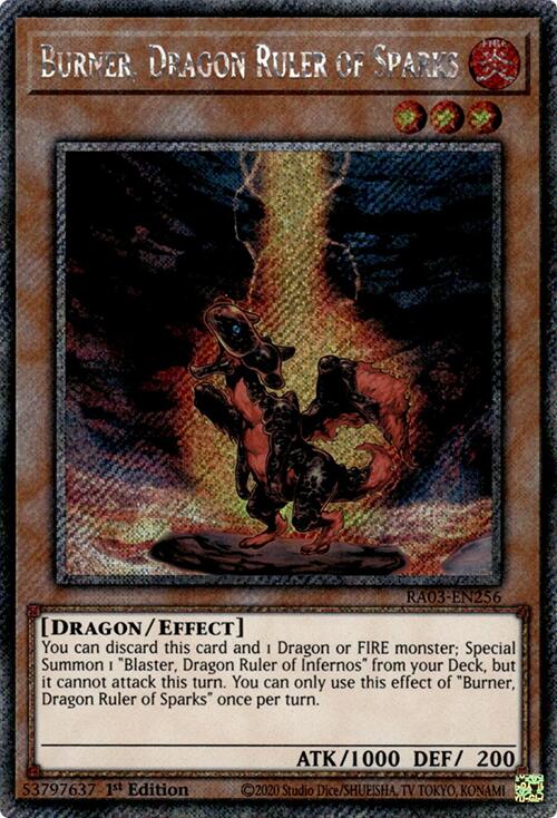 Burner, Dragon Ruler of Sparks (Platinum Secret Rare) [RA03-EN256] Platinum Secret Rare | Exor Games New Glasgow