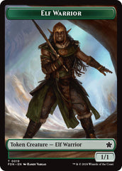 Elf Warrior // Raccoon Doubled-Sided Token [Foundations Tokens] | Exor Games New Glasgow