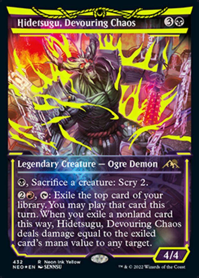 Hidetsugu, Devouring Chaos (Neon Ink Yellow) [Kamigawa: Neon Dynasty] | Exor Games New Glasgow