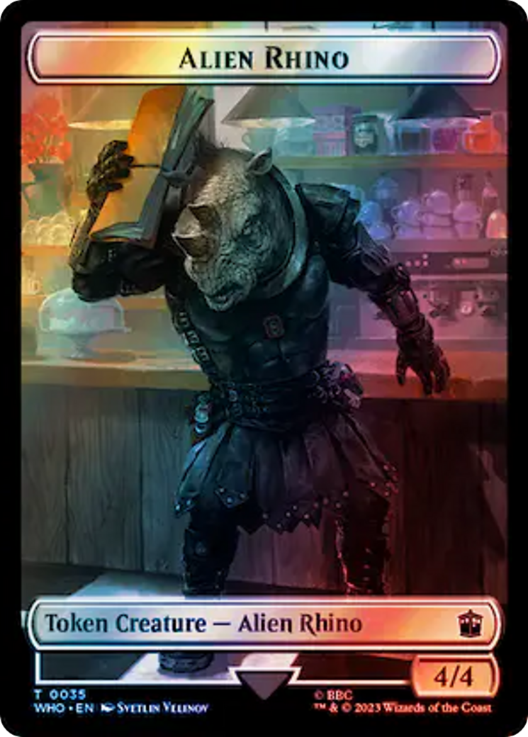 Alien Rhino // Mutant Double-Sided Token (Surge Foil) [Doctor Who Tokens] | Exor Games New Glasgow