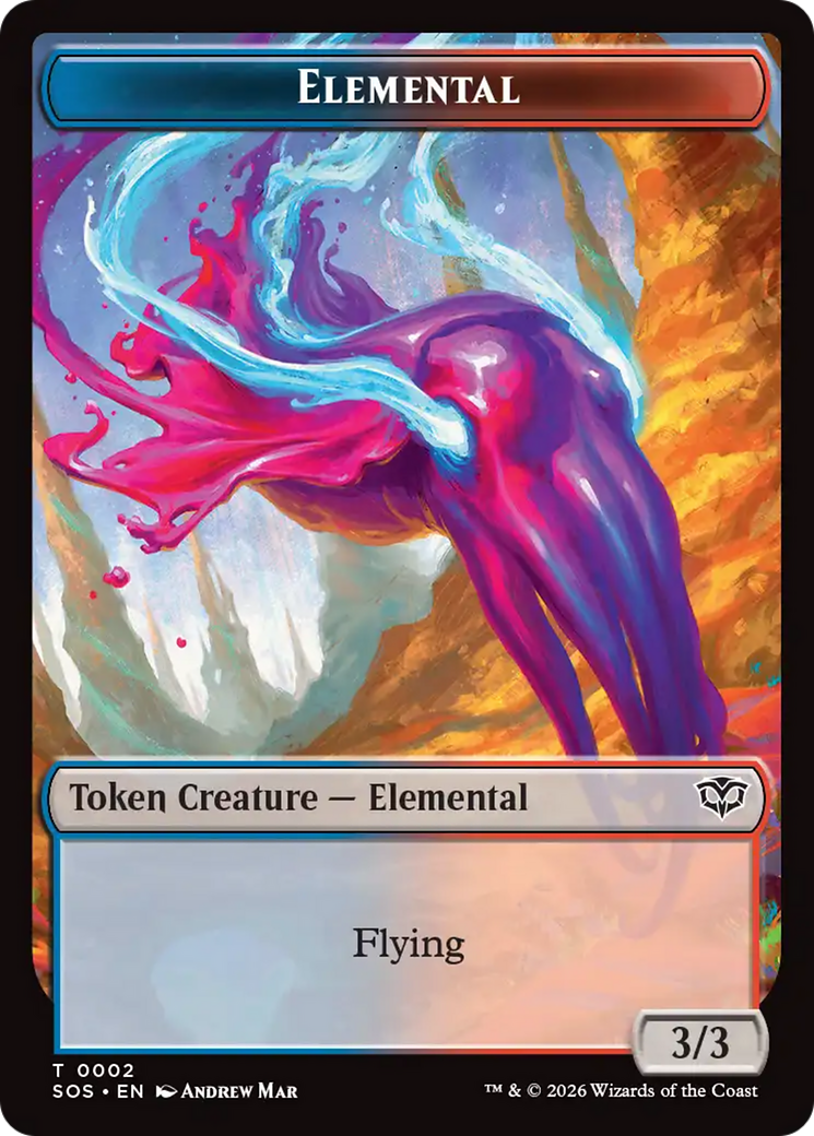Elemental (0002) // Treasure Double-Sided Token [Secrets of Strixhaven Tokens] | Exor Games New Glasgow