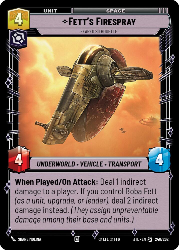 Fett's Firespray - Feared Silhouette (240/262) (240/257) [Jump to Lightspeed] | Exor Games New Glasgow
