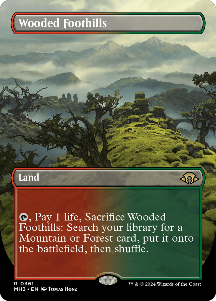 Wooded Foothills (Borderless) [Modern Horizons 3] | Exor Games New Glasgow