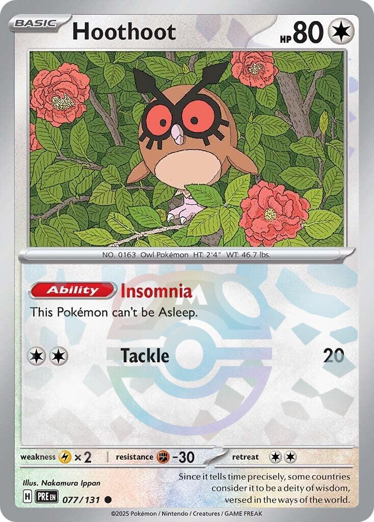 Hoothoot (077/131) (Master Ball Pattern) [Scarlet & Violet: Prismatic Evolutions] | Exor Games New Glasgow
