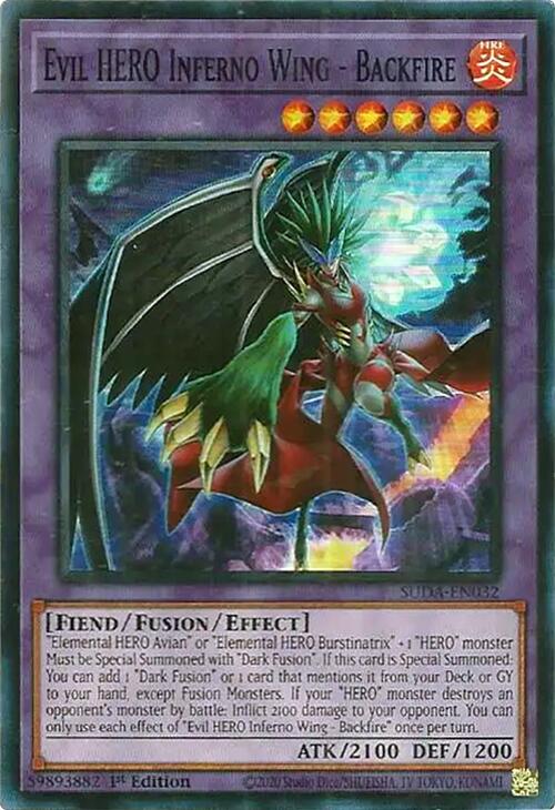 Evil HERO Inferno Wing - Backfire [SUDA-EN032] Super Rare | Exor Games New Glasgow