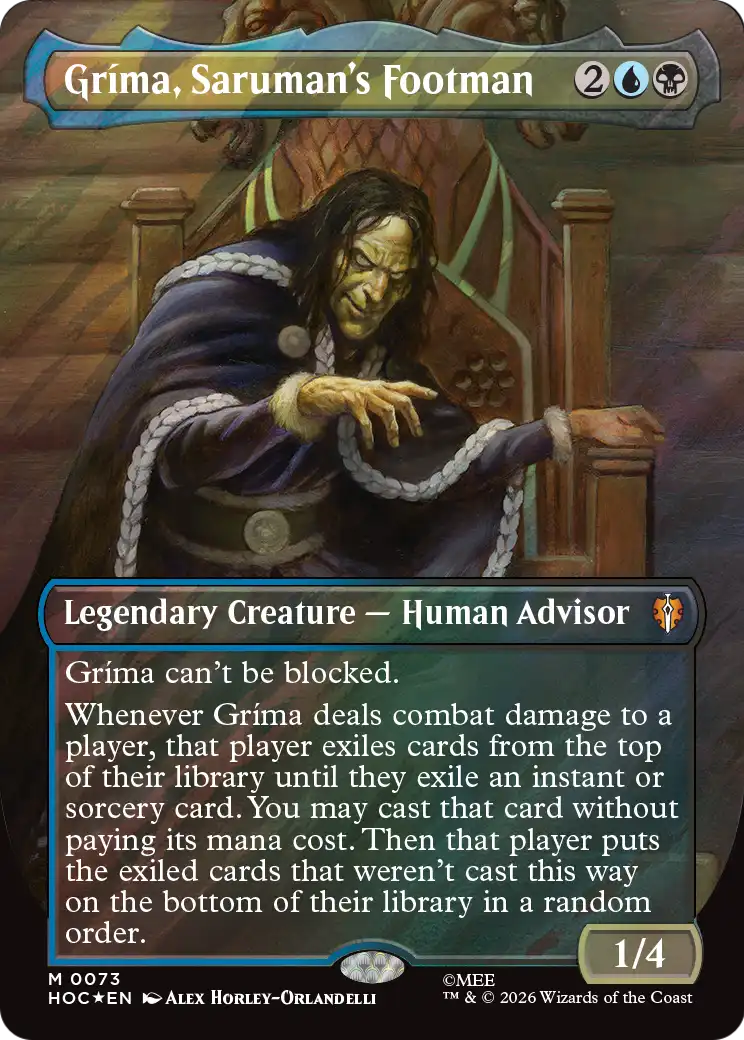 Grima, Saruman's Footman (Borderless) (Surge Foil) [The Hobbit: Eternal-Legal] | Exor Games New Glasgow
