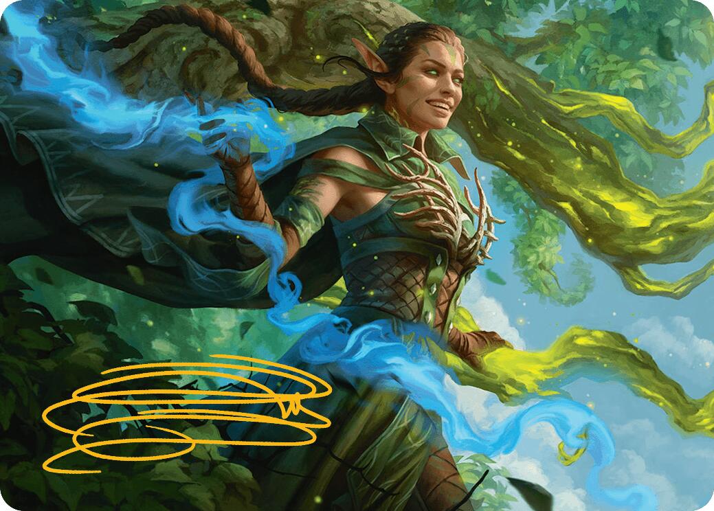 Nissa, Worldsoul Speaker Art Card (Gold-Stamped Signature) [Aetherdrift Art Series] | Exor Games New Glasgow