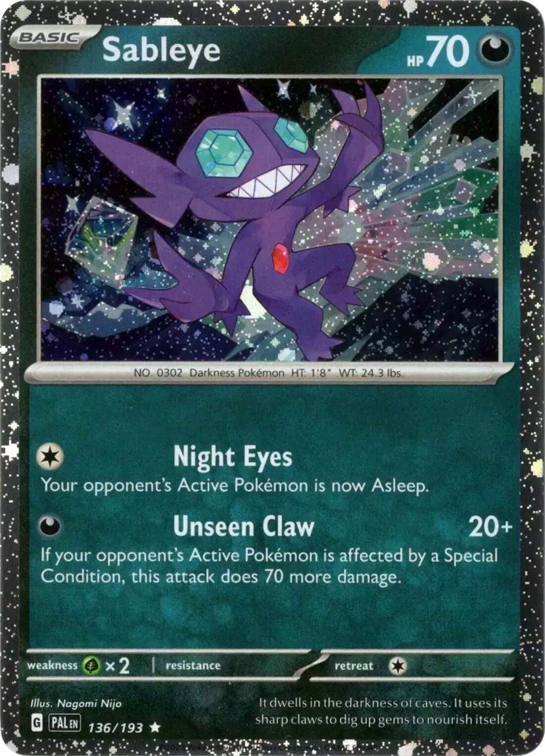 Sableye (136/193) (Cosmos Holo) [Scarlet & Violet: Paldea Evolved] | Exor Games New Glasgow