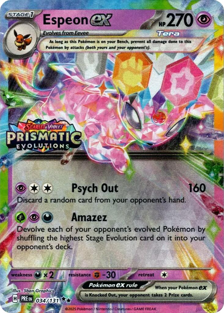 Espeon ex (034/131) (Prismatic Evolutions Stamp) [Scarlet & Violet: Prismatic Evolutions] | Exor Games New Glasgow