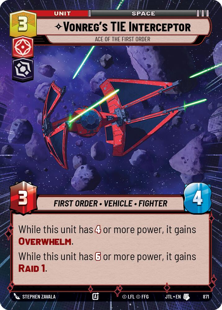Vonreg's TIE Interceptor - Ace of the First Order (871) (Hyperspace Foil) (871) [Jump to Lightspeed] | Exor Games New Glasgow