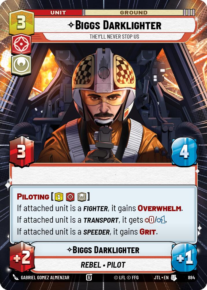 Biggs Darklighter - They'll Never Stop Us (884) (Hyperspace Foil) (884) [Jump to Lightspeed] | Exor Games New Glasgow