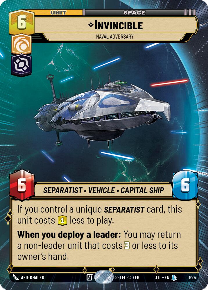 Invincible - Naval Adversary (925) (Hyperspace Foil) (925) [Jump to Lightspeed] | Exor Games New Glasgow