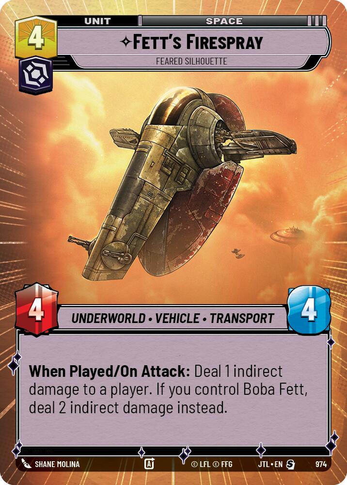 Fett's Firespray - Feared Silhouette (974) (Hyperspace Foil) (974) [Jump to Lightspeed] | Exor Games New Glasgow