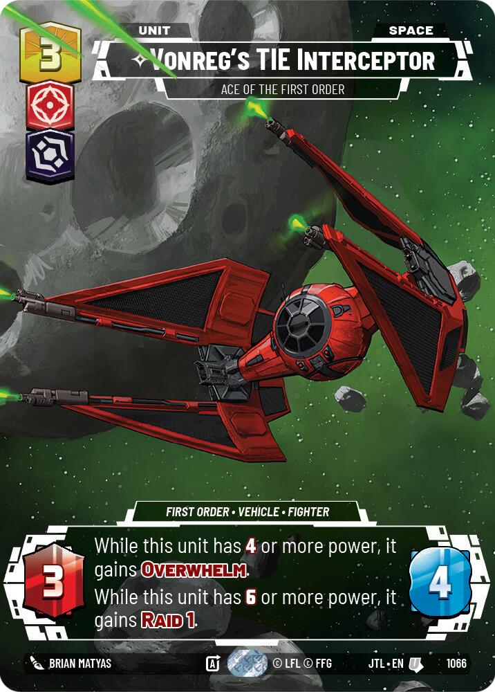 Vonreg's TIE Interceptor - Ace of the First Order (1066) (Prestige Foil) (1066) [Jump to Lightspeed] | Exor Games New Glasgow