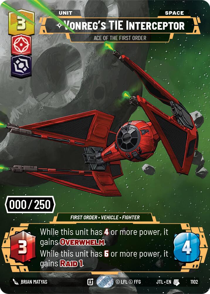 Vonreg's TIE Interceptor - Ace of the First Order (1102) (Serialized) (1102) [Jump to Lightspeed] | Exor Games New Glasgow