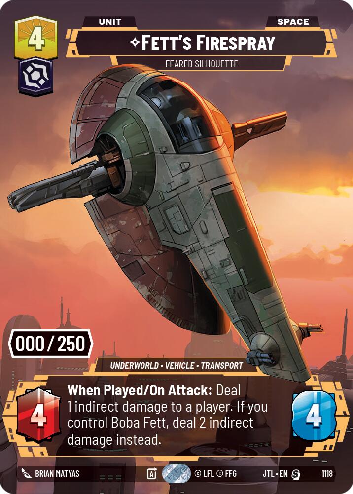 Fett's Firespray - Feared Silhouette (1118) (Serialized) (1118) [Jump to Lightspeed] | Exor Games New Glasgow