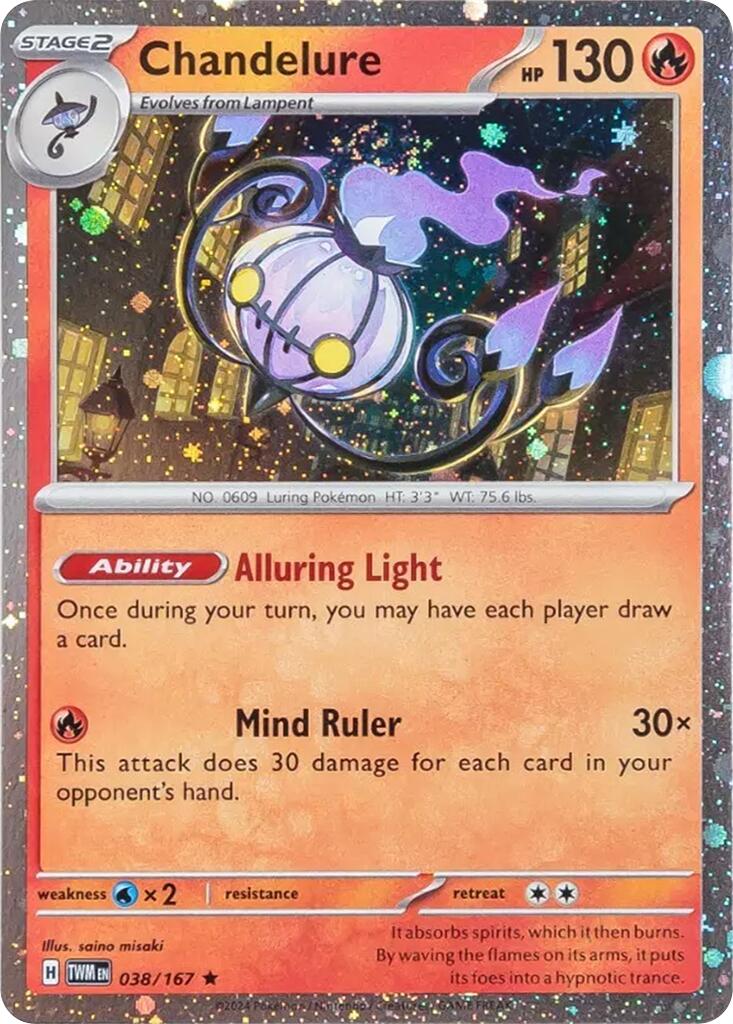 Chandelure (038/167) (Cosmos Holo) [Scarlet & Violet: Twilight Masquerade] | Exor Games New Glasgow