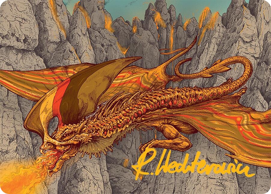 Magmatic Hellkite Art Card (34/54) (Gold-Stamped Signature) [Tarkir: Dragonstorm Art Series] | Exor Games New Glasgow