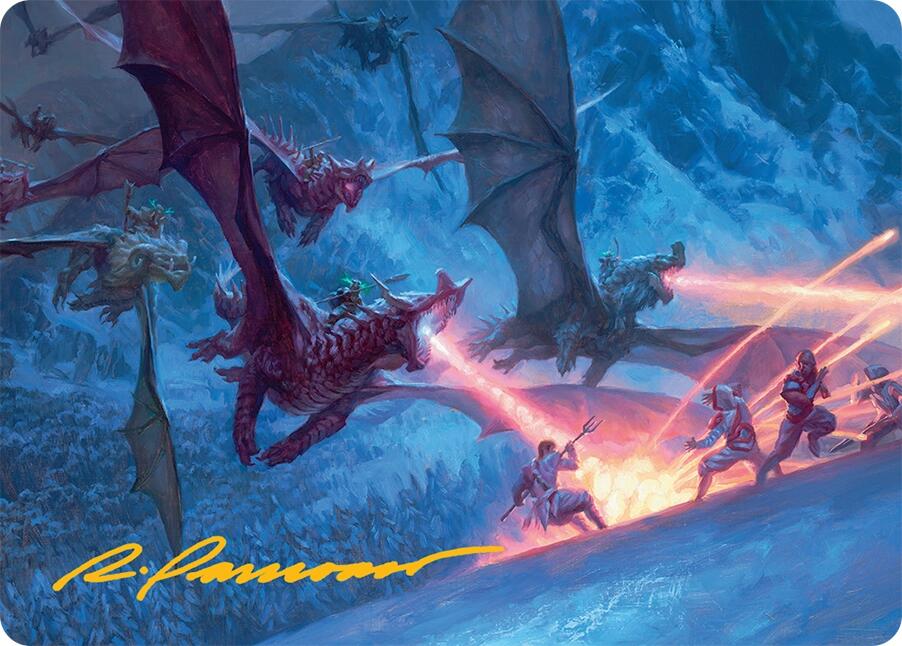 Dragonback Assault Art Card (22/54) (Gold-Stamped Signature) [Tarkir: Dragonstorm Art Series] | Exor Games New Glasgow