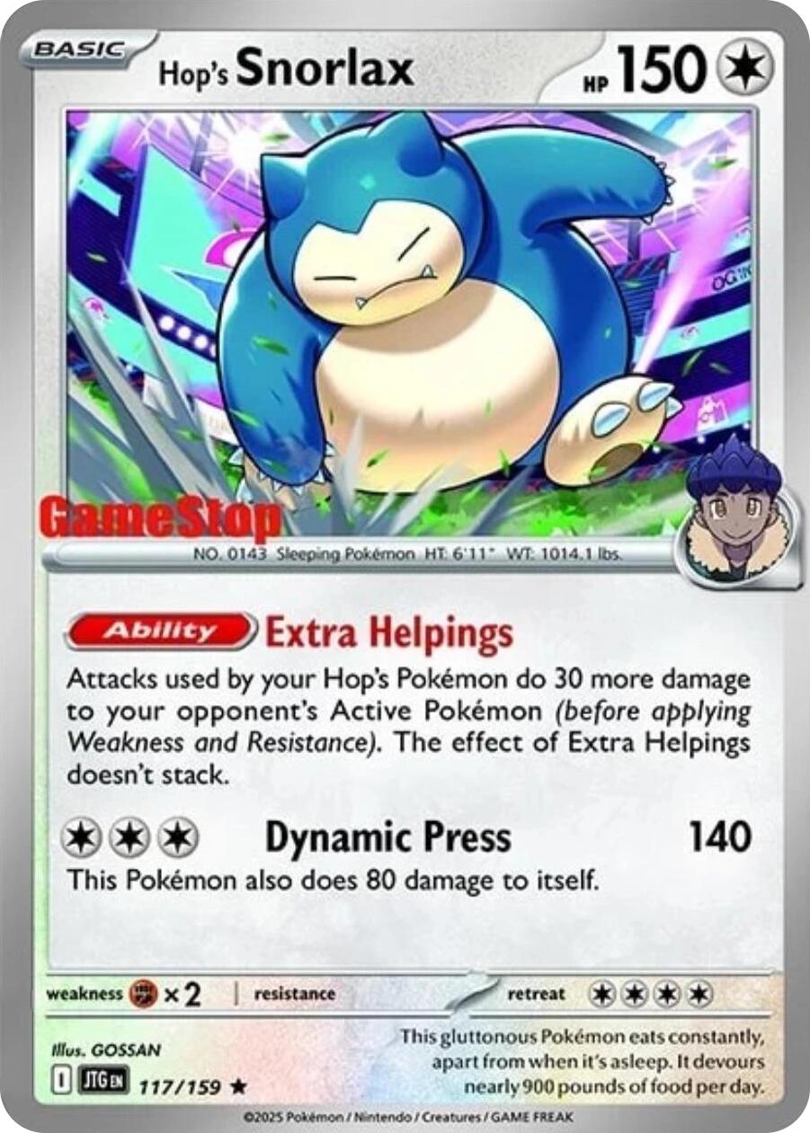 Hop's Snorlax (117/159) (GameStop) (Cosmos Holo) [Scarlet & Violet: Journey Together] | Exor Games New Glasgow