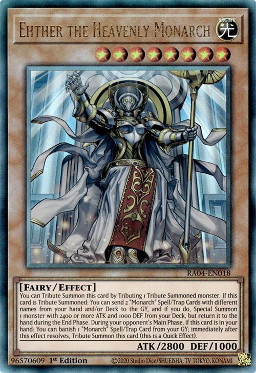 Ehther the Heavenly Monarch [RA04-EN018] Prismatic Ultimate Rare | Exor Games New Glasgow