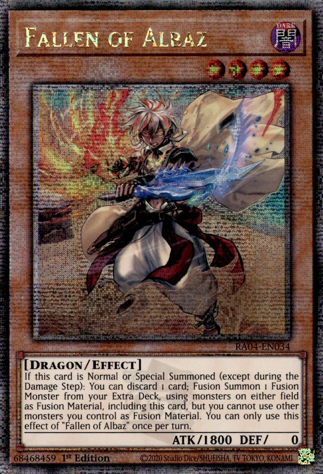 Fallen of Albaz (New Art) [RA04-EN034] Quarter Century Secret Rare | Exor Games New Glasgow