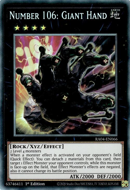 Number 106: Giant Hand [RA04-EN066] Prismatic Collector's Rare | Exor Games New Glasgow