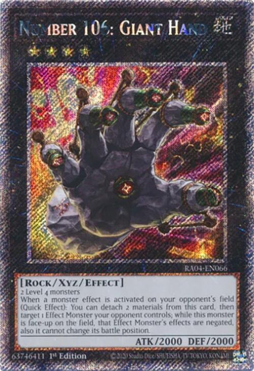 Number 106: Giant Hand [RA04-EN066] Platinum Secret Rare | Exor Games New Glasgow
