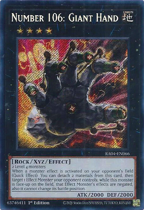 Number 106: Giant Hand [RA04-EN066] Secret Rare | Exor Games New Glasgow