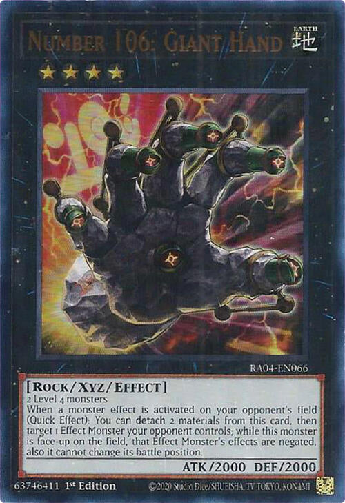 Number 106: Giant Hand [RA04-EN066] Ultra Rare | Exor Games New Glasgow