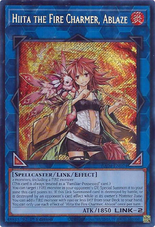 Hiita the Fire Charmer, Ablaze [RA04-EN074] Secret Rare | Exor Games New Glasgow