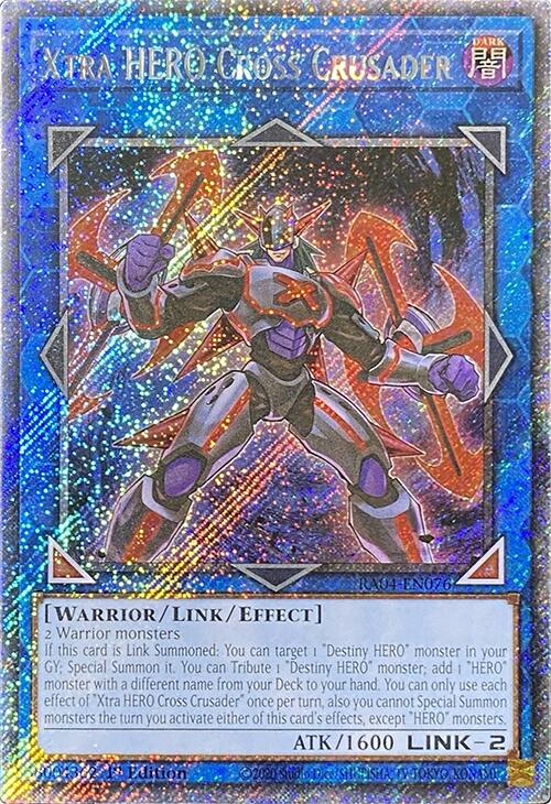 Xtra HERO Cross Crusader [RA04-EN076] Platinum Secret Rare | Exor Games New Glasgow