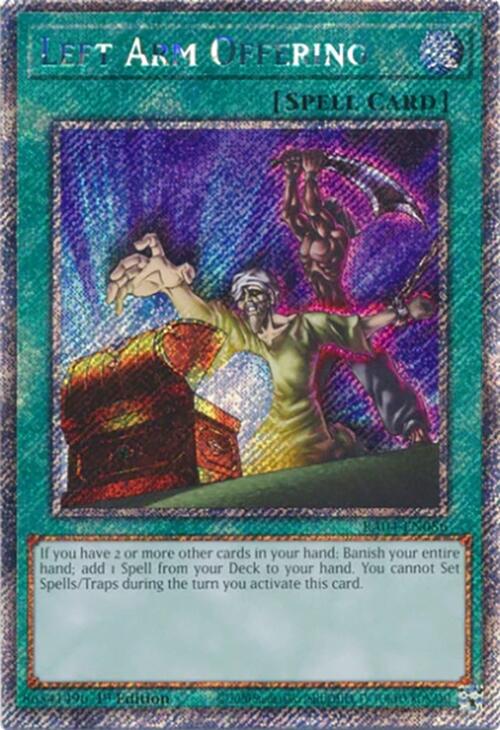 Left Arm Offering [RA04-EN086] Platinum Secret Rare | Exor Games New Glasgow