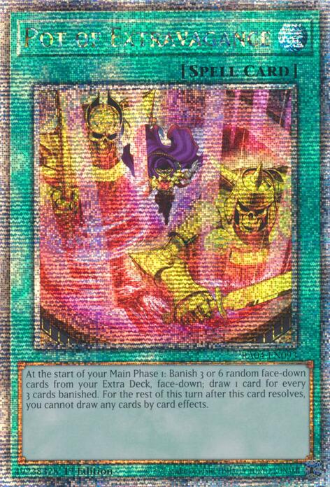 Pot of Extravagance (New Art) [RA04-EN093] Quarter Century Secret Rare | Exor Games New Glasgow
