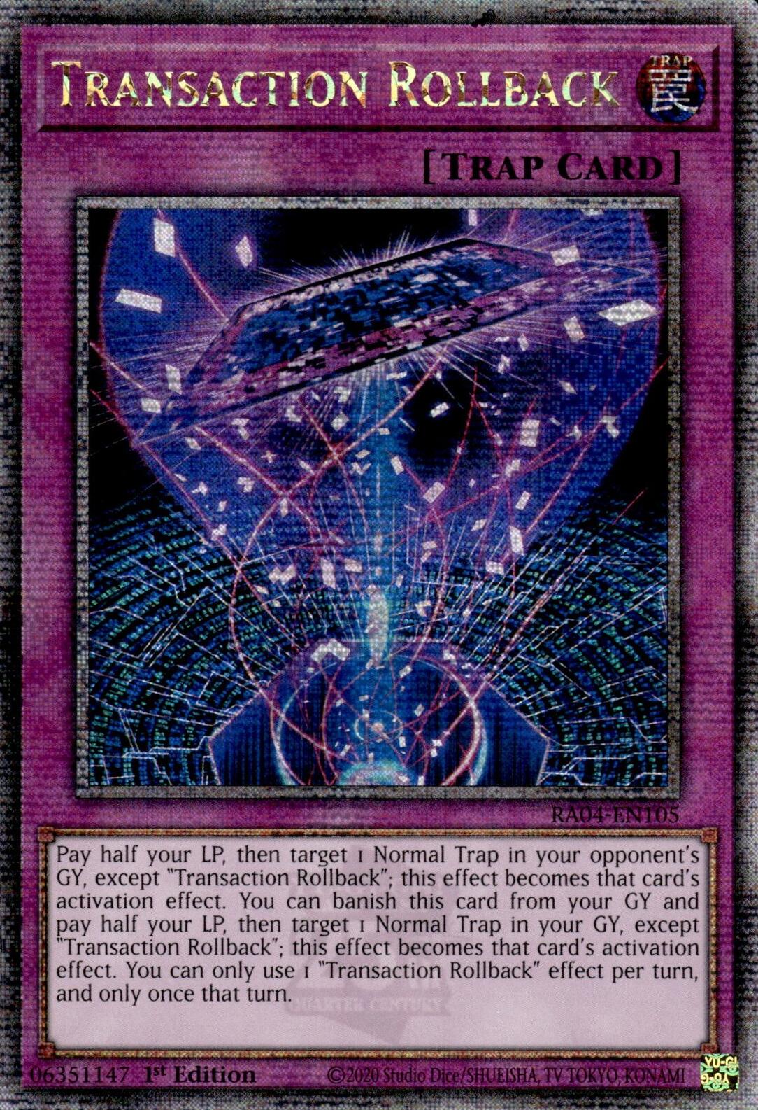Transaction Rollback [RA04-EN105] Quarter Century Secret Rare | Exor Games New Glasgow