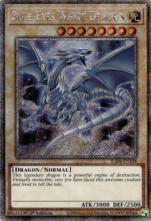 Blue-Eyes White Dragon (8th Art) [RA04-EN108] Platinum Secret Rare | Exor Games New Glasgow