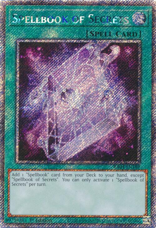 Spellbook of Secrets [RA04-EN189] Platinum Secret Rare | Exor Games New Glasgow