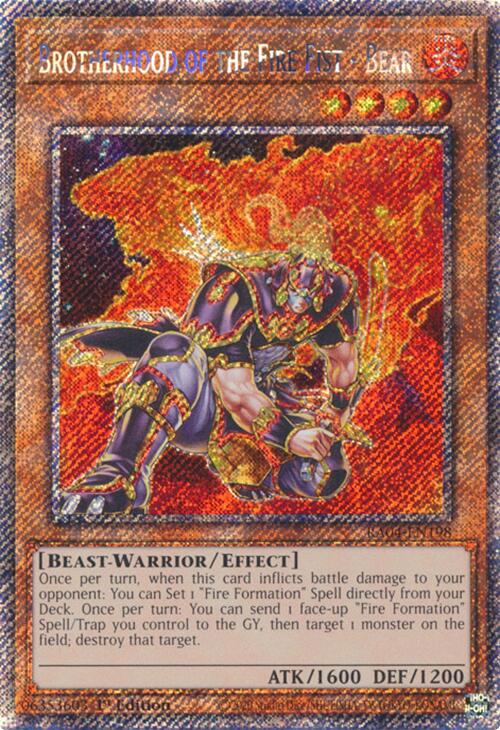 Brotherhood of the Fire Fist - Bear [RA04-EN198] Platinum Secret Rare | Exor Games New Glasgow