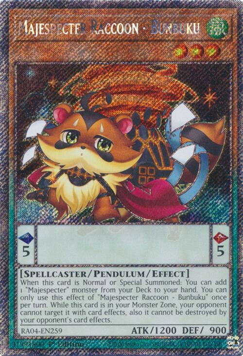 Majespecter Raccoon - Bunbuku [RA04-EN259] Platinum Secret Rare | Exor Games New Glasgow
