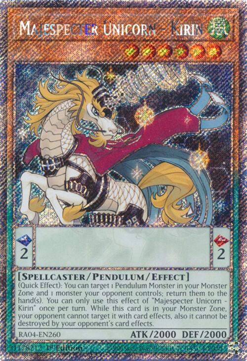 Majespecter Unicorn - Kirin [RA04-EN260] Platinum Secret Rare | Exor Games New Glasgow