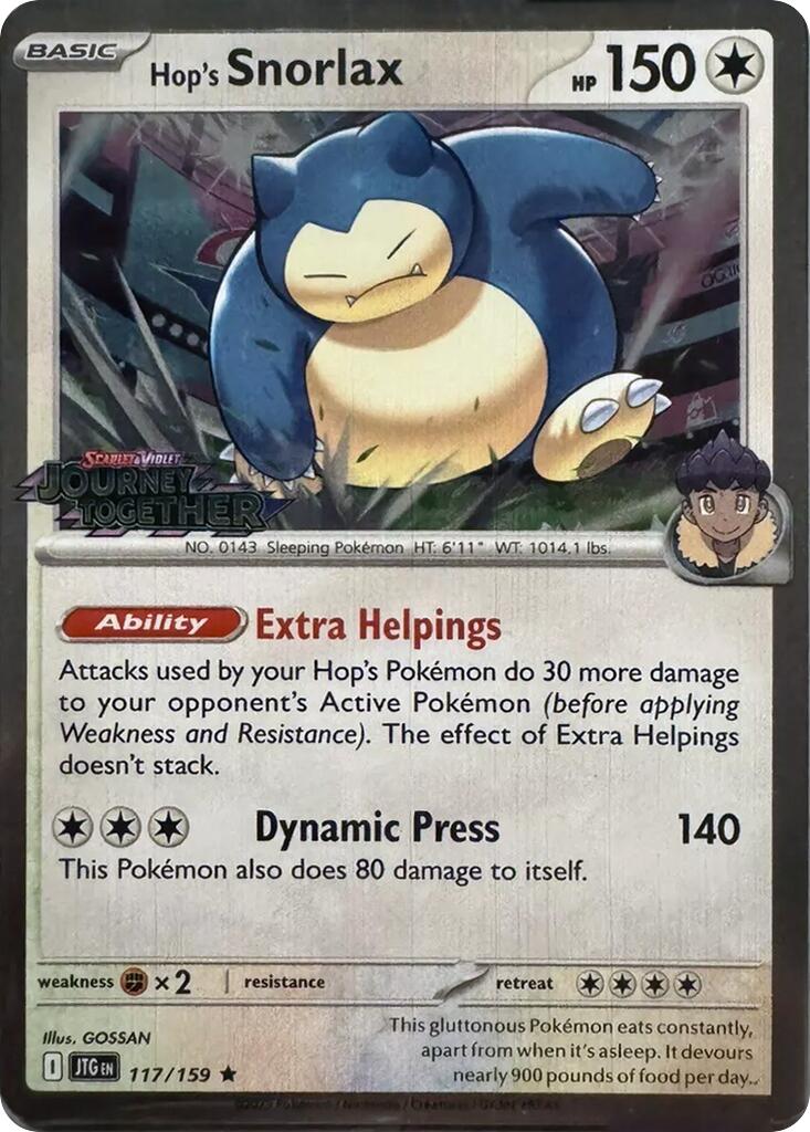 Hop's Snorlax (117/159) (Cosmos Holo) [Scarlet & Violet: Journey Together] | Exor Games New Glasgow