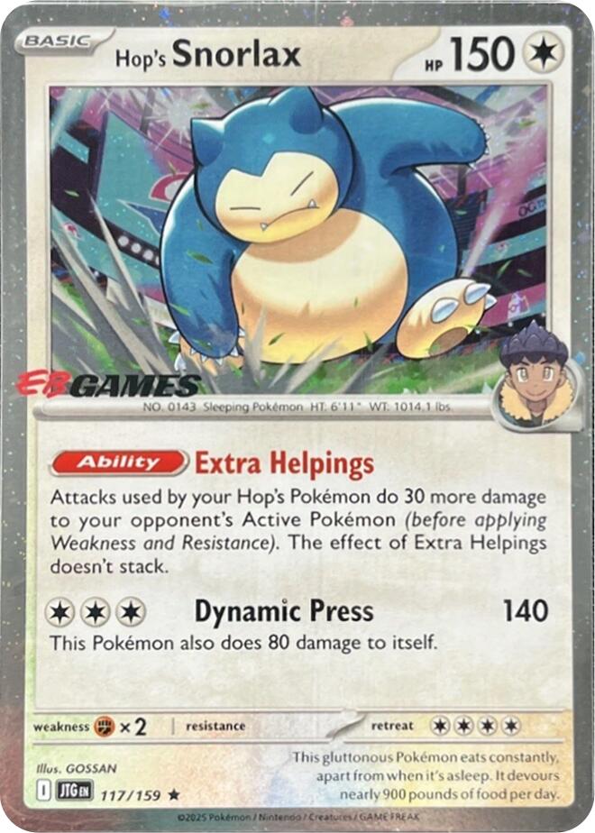 Hop's Snorlax (117/159) (EB Games) (Cosmos Holo) [Scarlet & Violet: Journey Together] | Exor Games New Glasgow