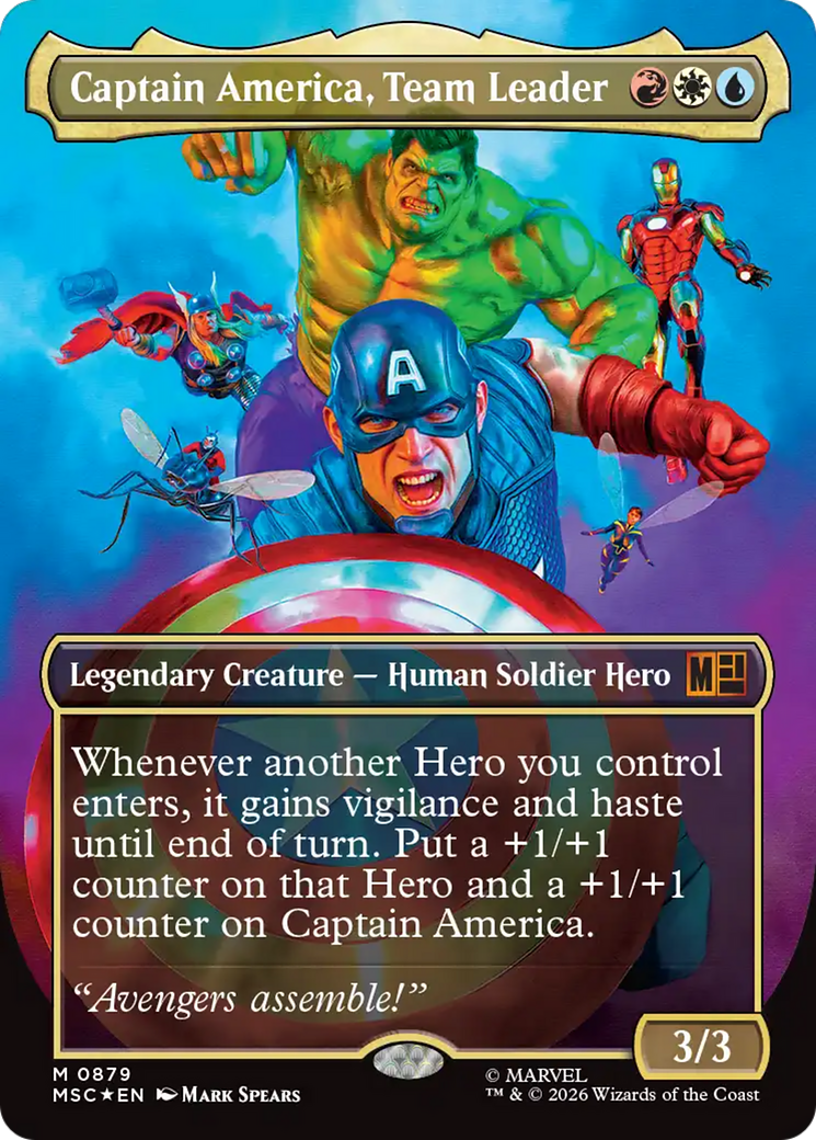 Captain America, Team Leader (Borderless) (Surge Foil) [Marvel Super Heroes Commander] | Exor Games New Glasgow