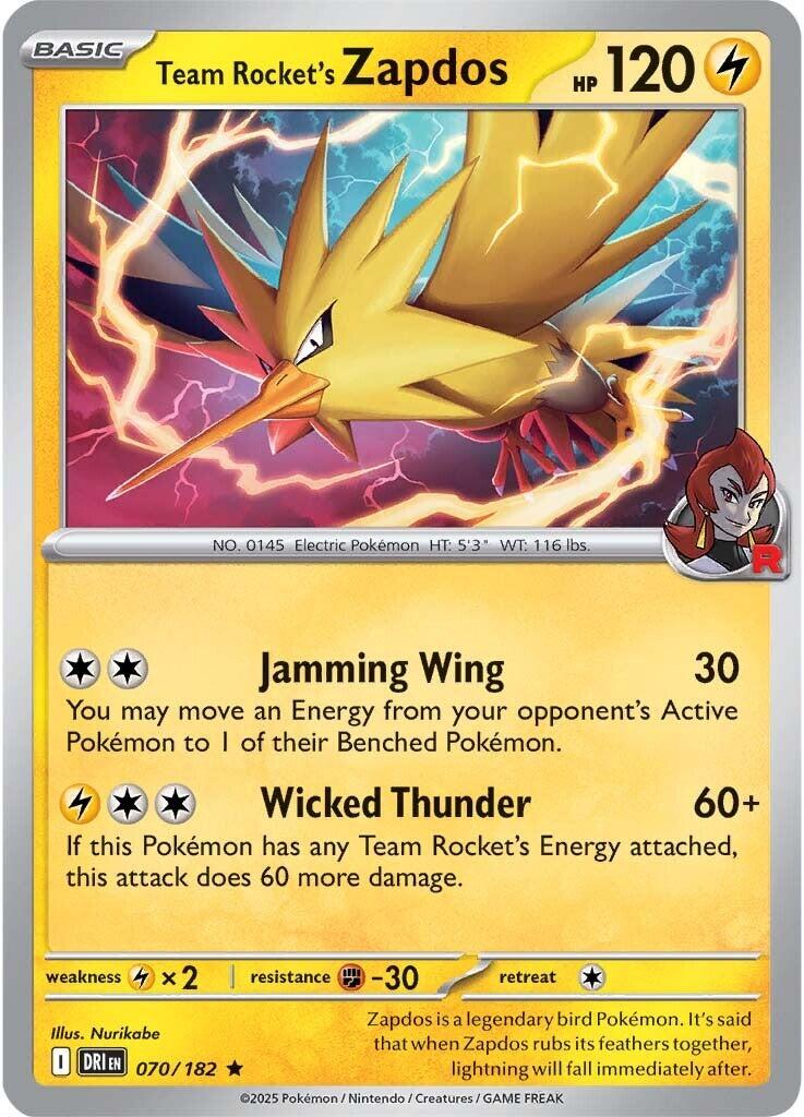 Team Rocket's Zapdos (070/182) [Scarlet & Violet: Destined Rivals] | Exor Games New Glasgow