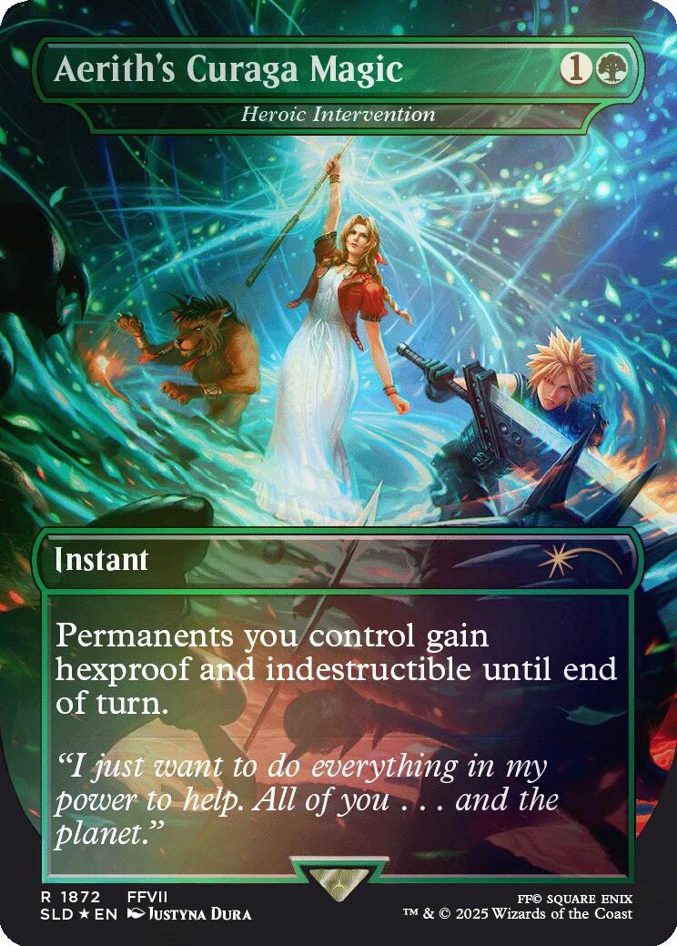 Aerith's Curaga Magic - Heroic Intervention (Rainbow Foil) [Secret Lair Drop Series] | Exor Games New Glasgow