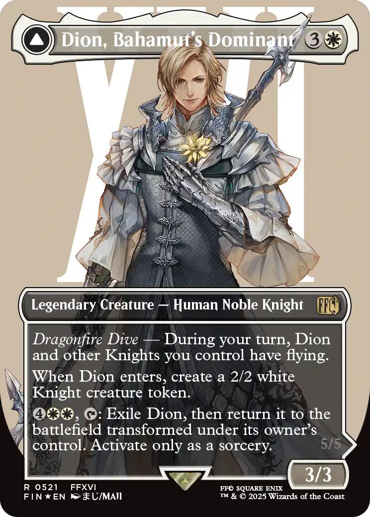 Dion, Bahamut's Dominant // Bahamut, Warden of Light (Borderless) (Surge Foil) [FINAL FANTASY] | Exor Games New Glasgow